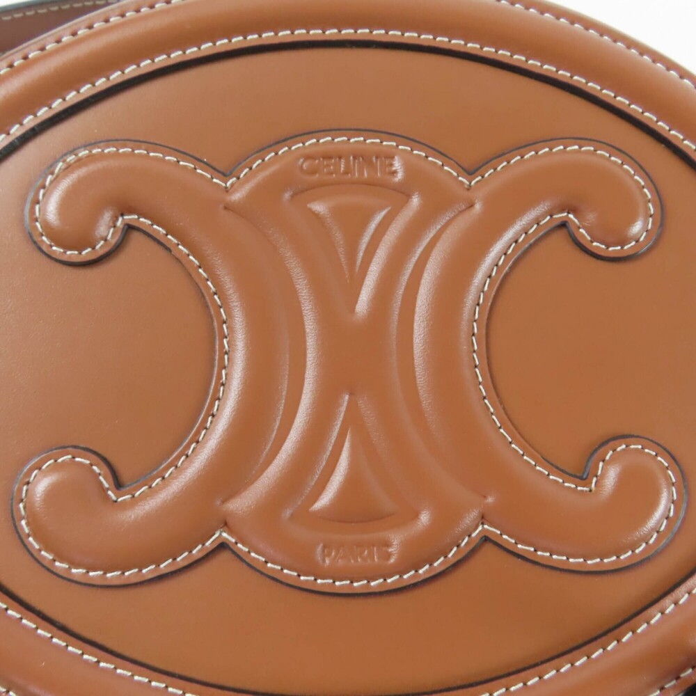 CELINE 19860 Cuile Triomphe Oval Purse Leather Shoulder Bag Tan with Dust Mad... - Picture 9 of 12